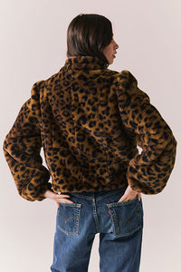 Chaser Faux Fur Puff Sleeve Jacket - Leopard Love