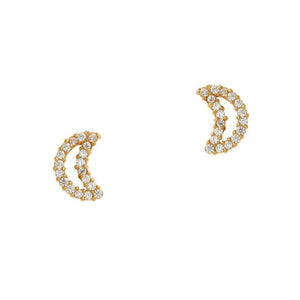 Tai Pave CZ Moon Stud Earrings - 3 Colors