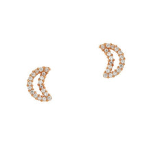 Load image into Gallery viewer, Tai Pave CZ Moon Stud Earrings - 3 Colors