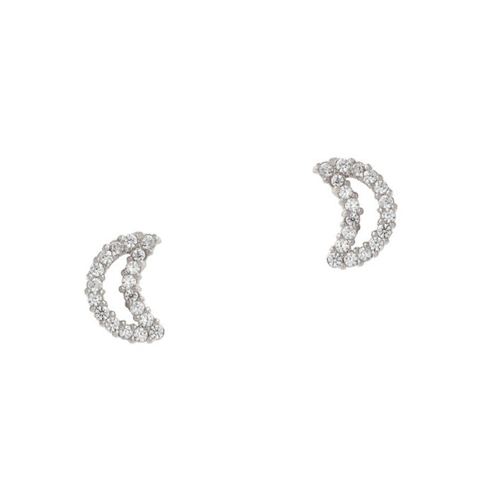 Tai Pave CZ Moon Stud Earrings - 3 Colors