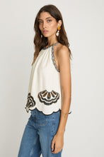 Load image into Gallery viewer, Caballero Hadley Top - White/Black Embroidery