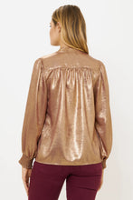 Load image into Gallery viewer, OLIPHANT V-Neck Pintuck Blouse - Cairo Gold