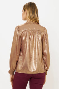 OLIPHANT V-Neck Pintuck Blouse - Cairo Gold