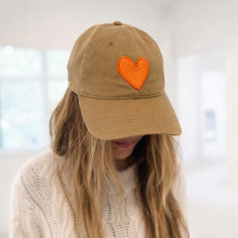 Load image into Gallery viewer, Kerri Rosenthal KR Imperfect Heart Hat - Camel/Orange