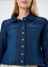 Load image into Gallery viewer, Marrakech Charleston Denim Frayed Edge Corset Jacket - Dark Wash