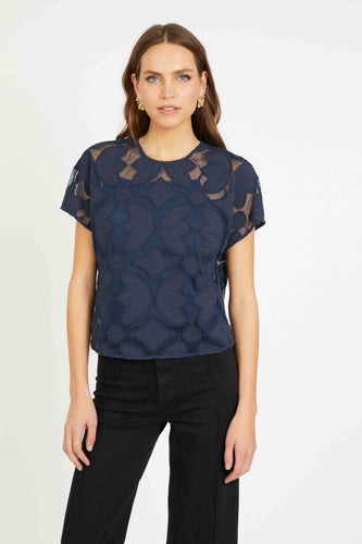 Caballero Carmen Top - Navy Lace