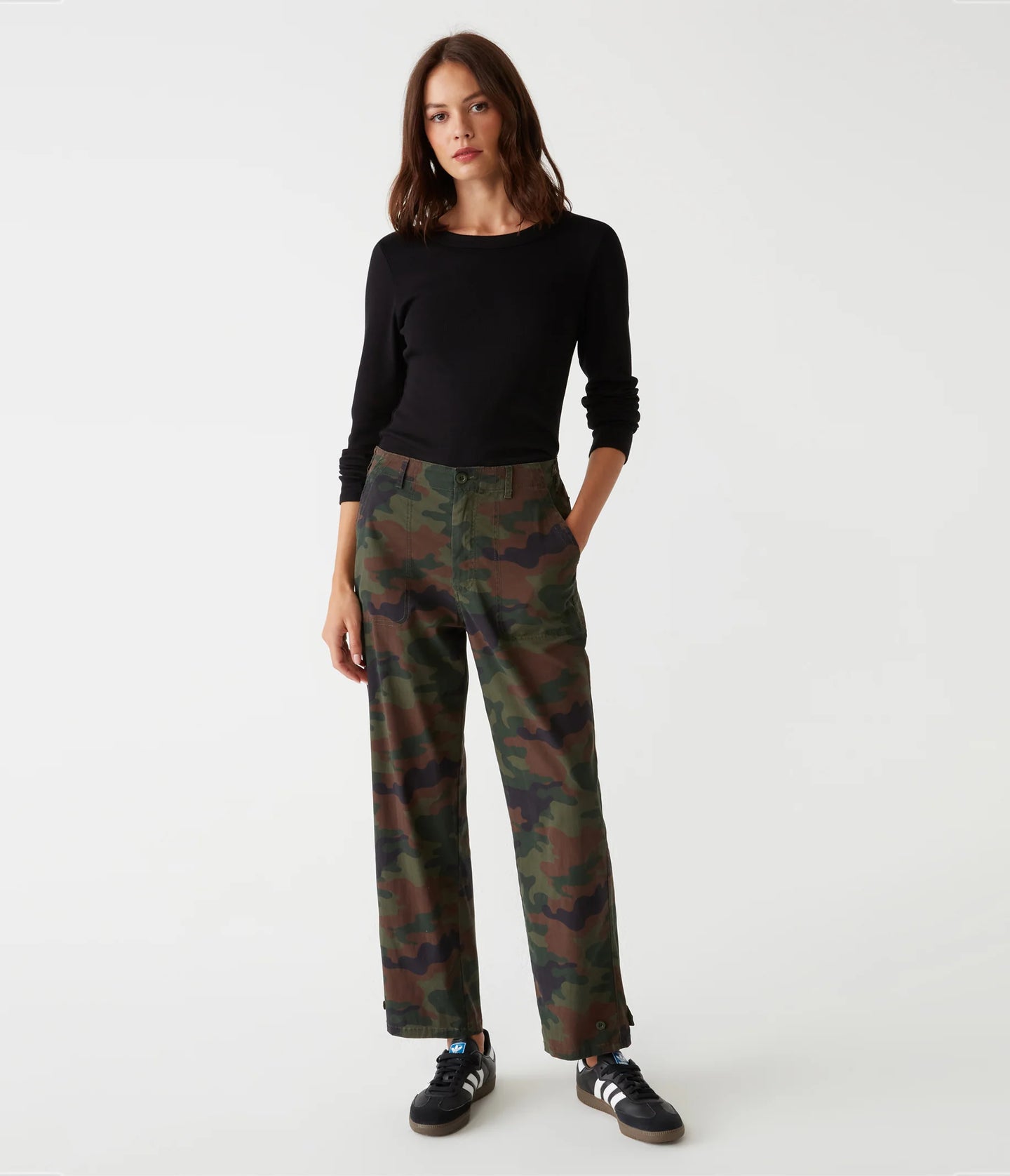 Michael Stars Maxine Twill Camo Convertible Pant - Olive Combo