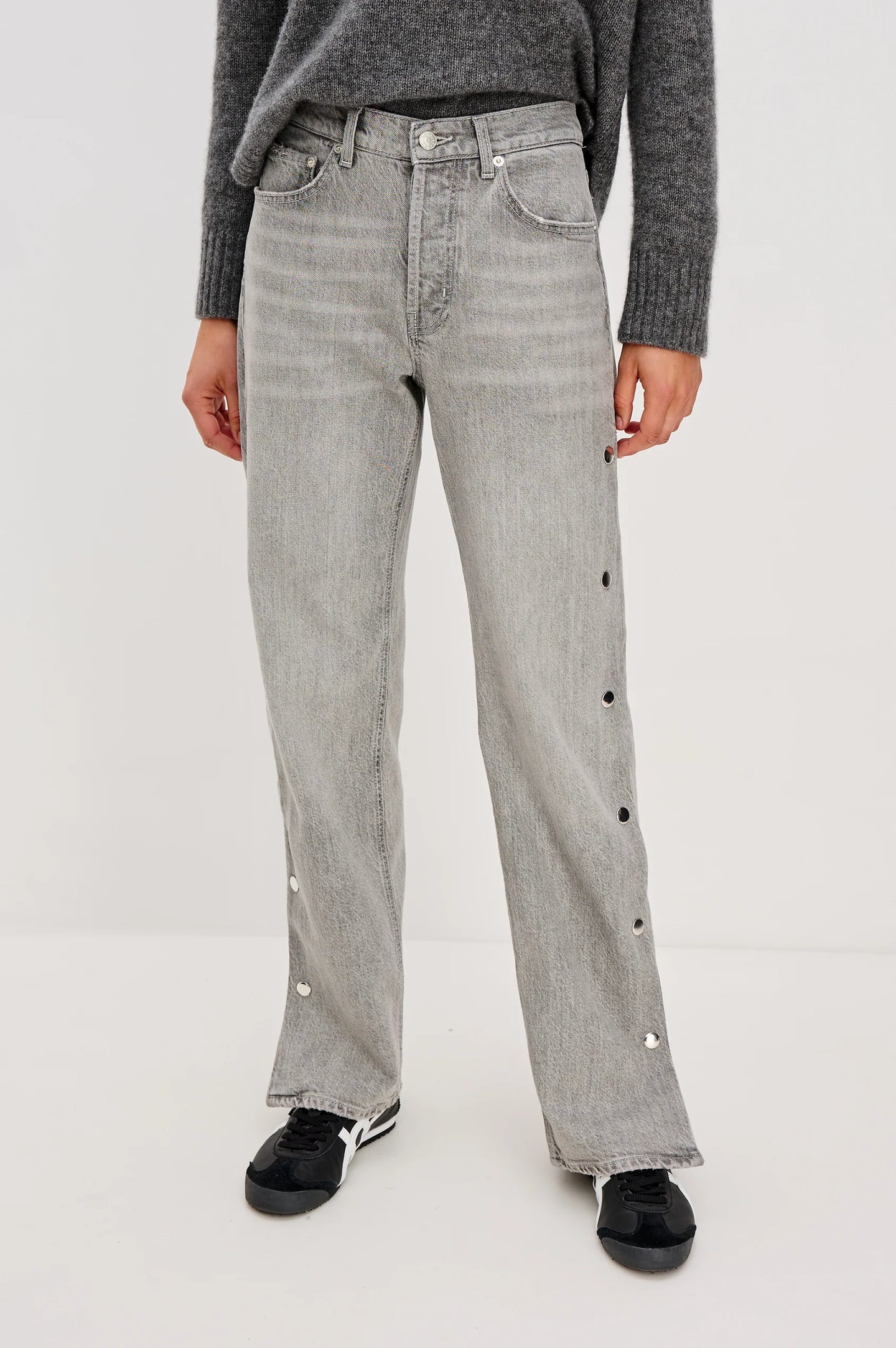 Rails Del Mar Boyfriend Jeans - Stone Grey Studded