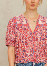 Load image into Gallery viewer, M.A.B.E. Della Short Sleeve Top - Red/Navy