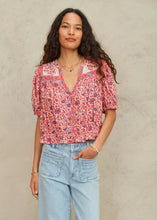 Load image into Gallery viewer, M.A.B.E. Della Short Sleeve Top - Red/Navy