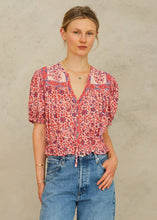 Load image into Gallery viewer, M.A.B.E. Della Short Sleeve Top - Red/Navy