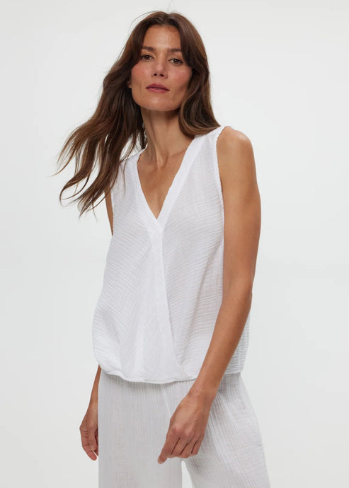 Michael Stars Kate Gauze Surplice Tank - White