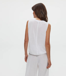Michael Stars Kate Gauze Surplice Tank - White