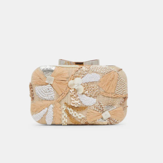 Dolce Vita Daisy Clutch - Natural Multi Beaded