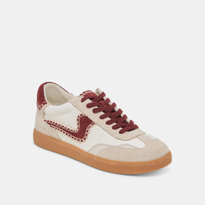 Dolce Vita Notice Stitch Sneakers - White Red Calf Hair