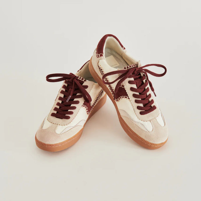 Dolce Vita Notice Stitch Sneakers - White Red Calf Hair