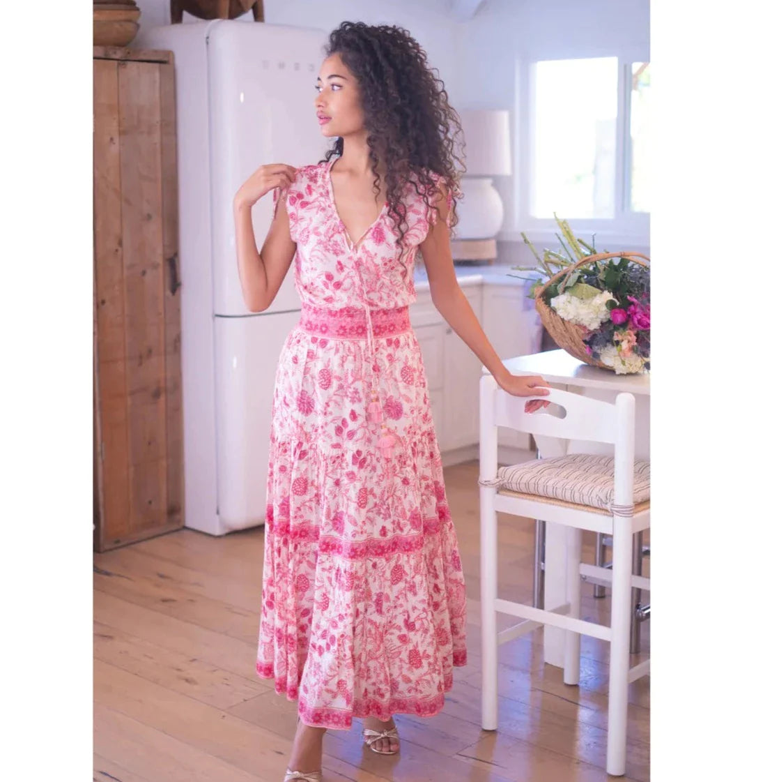 Bell by Alicia Bell Maria Maxi Dress Pink Red Print