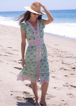Load image into Gallery viewer, Bell by Alicia Bell Blake Midi Dress - Green with Pink Flower