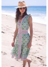 Load image into Gallery viewer, Bell by Alicia Bell Blake Midi Dress - Green with Pink Flower