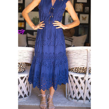 Load image into Gallery viewer, Bell by Alicia Bell Lola Midi Dress Eyelet - Navy