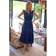 Load image into Gallery viewer, Bell by Alicia Bell Lola Midi Dress Eyelet - Navy