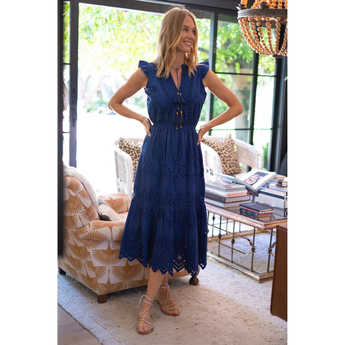 Bell by Alicia Bell Lola Midi Dress Eyelet - Navy