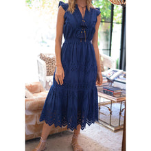 Load image into Gallery viewer, Bell by Alicia Bell Lola Midi Dress Eyelet - Navy