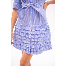 Load image into Gallery viewer, Bell by Alicia Bell Ruffle Shirt Dress w Belt - Navy Stripe