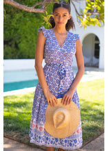 Load image into Gallery viewer, Bell by Alicia Bell Flutter Midi Wrap Dress - Red, White, Blue