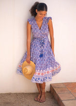 Load image into Gallery viewer, Bell by Alicia Bell Flutter Midi Wrap Dress - Red, White, Blue