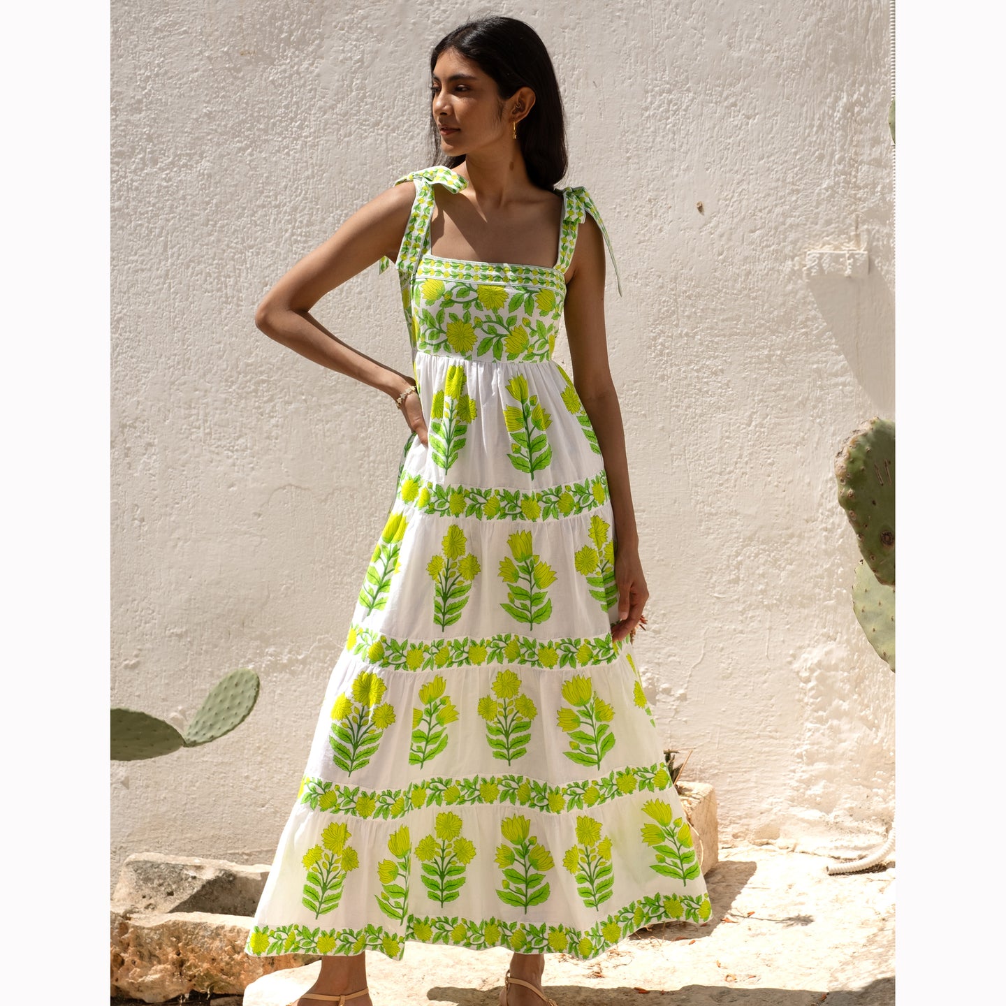 Pink City Prints Lara Dress - Lime Botanics