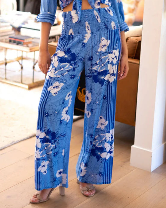 Bell by Alicia Bell Beach Pants - Blue White Flowers