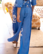 Load image into Gallery viewer, Bell by Alicia Bell Beach Pants - Blue White Flowers