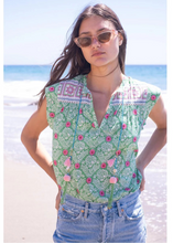 Load image into Gallery viewer, Bell by Alicia Bell Aubry Top - Green with Pink Flower