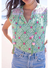 Load image into Gallery viewer, Bell by Alicia Bell Aubry Top - Green with Pink Flower