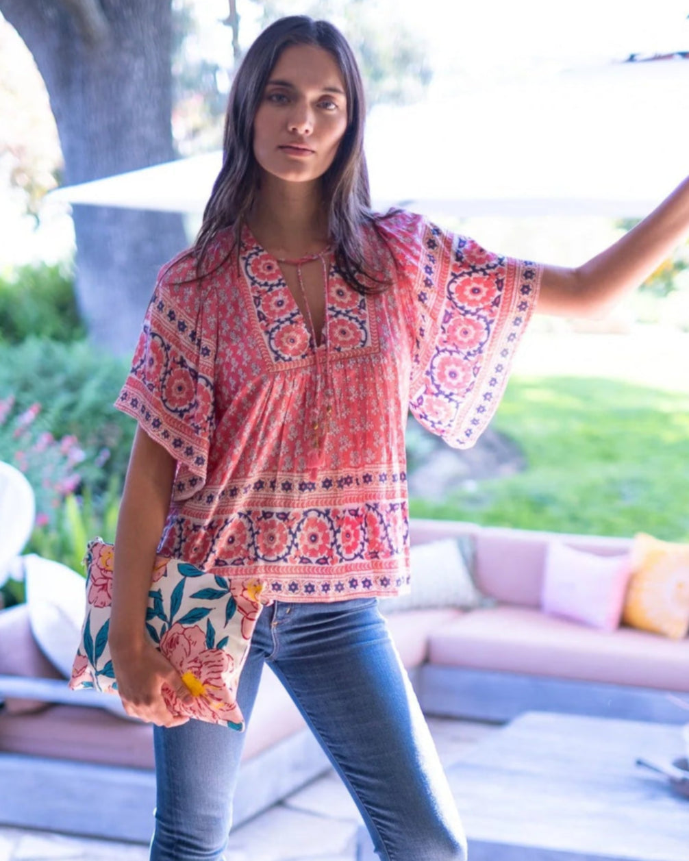 Bell by Alicia Bell Angel Top - Pink Navy Print