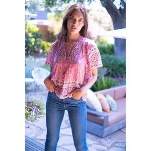 Bell by Alicia Bell Angel Top - Pink Navy Print