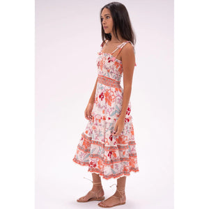 Bell by Alicia Bell Liberty Midi Dress - Orange Turquoise Floral