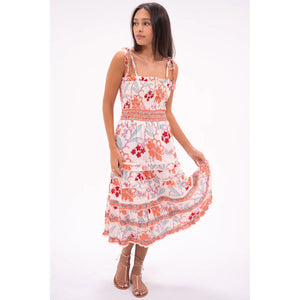 Bell by Alicia Bell Liberty Midi Dress - Orange Turquoise Floral