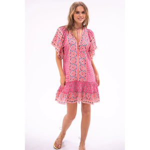 Bell by Alicia Bell Cat Mini Dress - Pink Navy Print