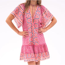 Load image into Gallery viewer, Bell by Alicia Bell Cat Mini Dress - Pink Navy Print