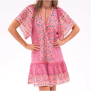 Bell by Alicia Bell Cat Mini Dress - Pink Navy Print