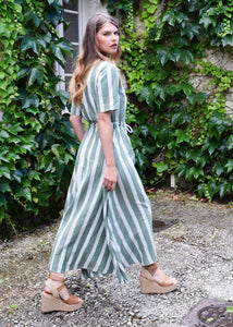 Never A Wallflower Kelli Short Sleeve Maxi Dress - Green Stripe