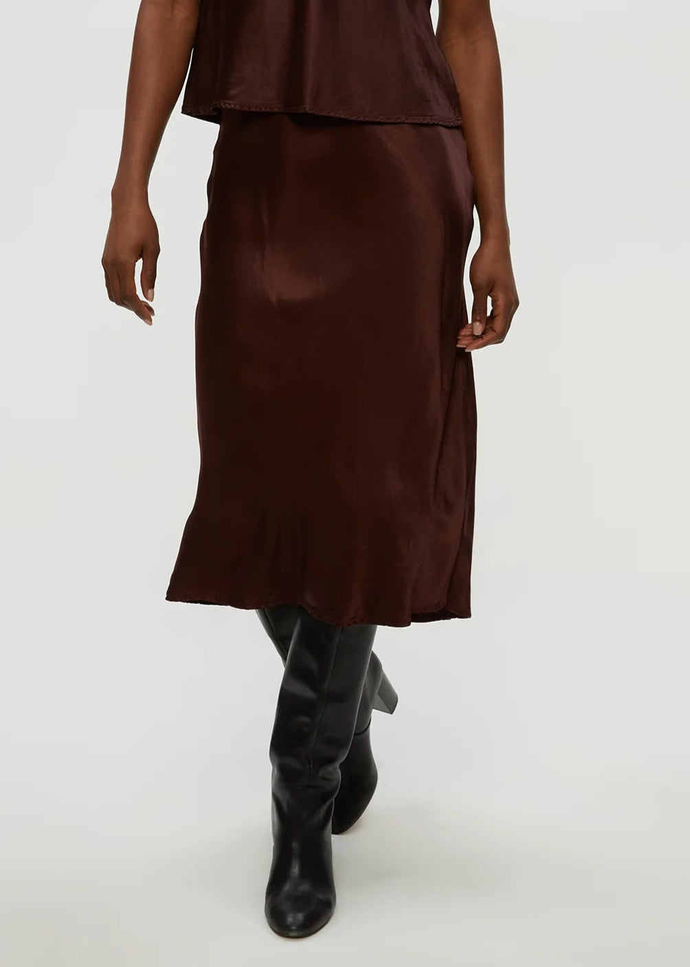 Women's Leila Bias Midi Skirt - Espresso - Size L
