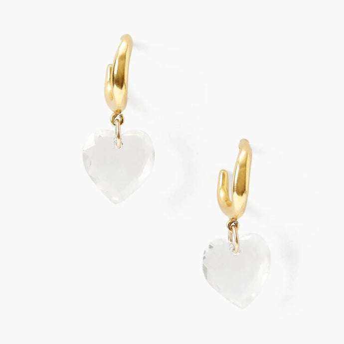 Chan Luu Luna Crystal Heart Huggie Earrings
