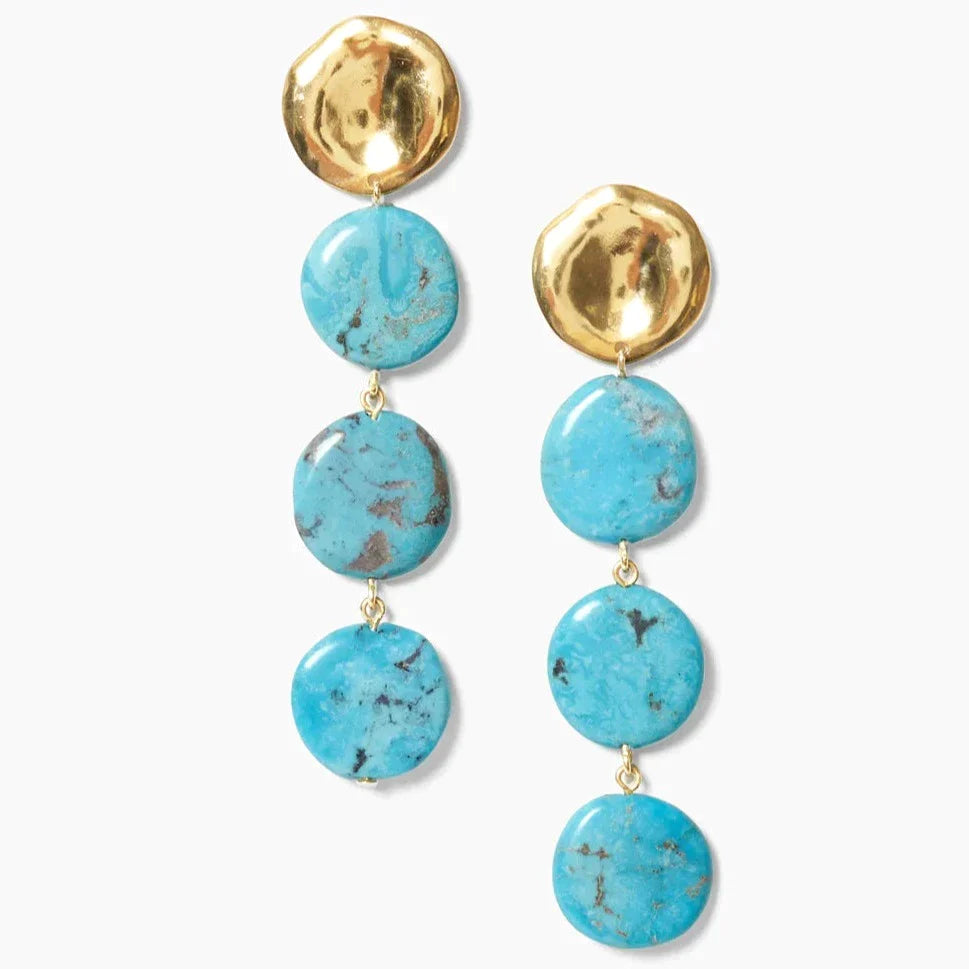 Chan Luu Four Tiered Coin Earrings - Turquoise