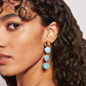 Chan Luu Four Tiered Coin Earrings - Turquoise