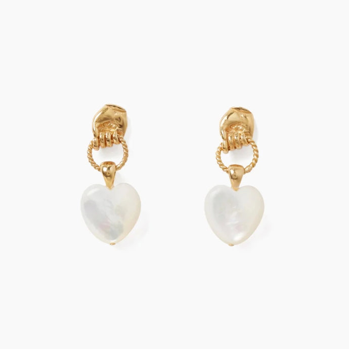 Chan Luu Mano Heart Earrings - White Mother of Pearl