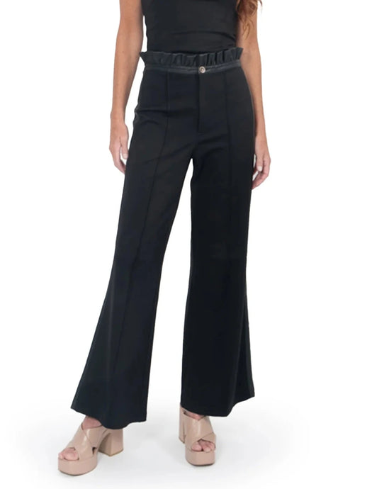 Emily McCarthy Ruffle Flare Pants - Black Ponte