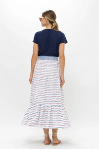 OLIPHANT Button Front Skirt - Ellis Blue